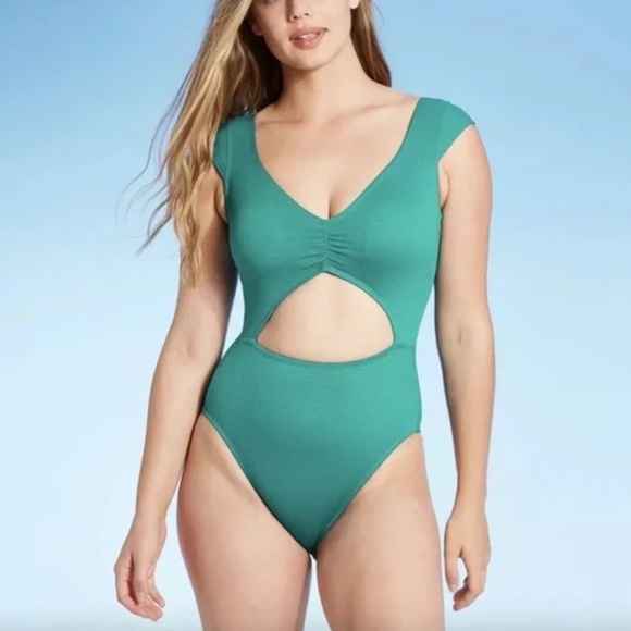 Women’s Cut Out Cap Sleeve One Piece Swimsuit - Picture 1 of 6